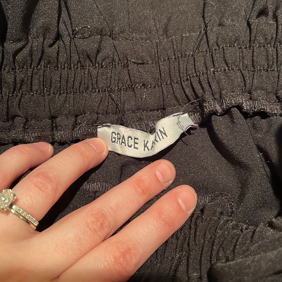 GRACE KARIN Paper Bag Waist Pants Slim Fit Casual Office Pencil Black Pants S - Picture 4 of 4